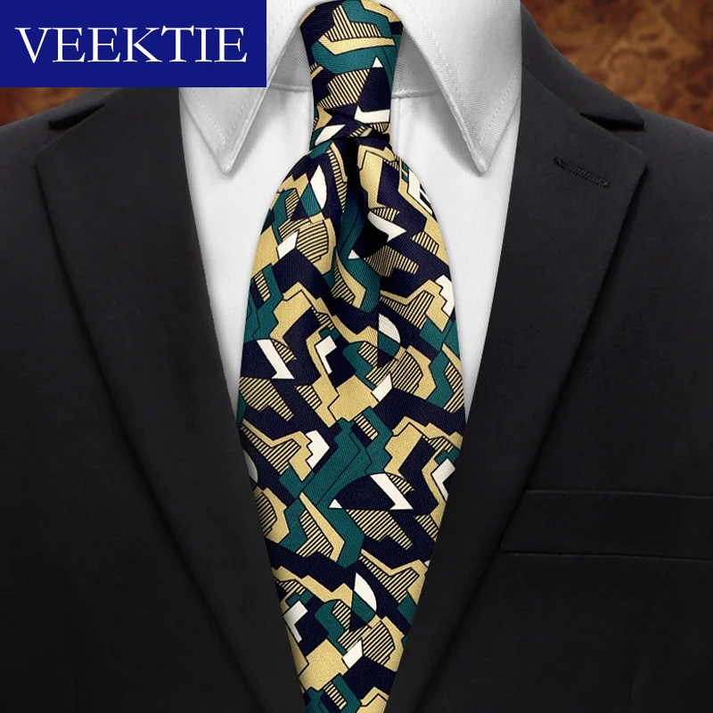 VEEKTIE Brand Old Fashion Neckties For Men 9cm Suits Vintage Novelty 9cm Floral Pringting Red Blue Casual Host Ceremony Cravates