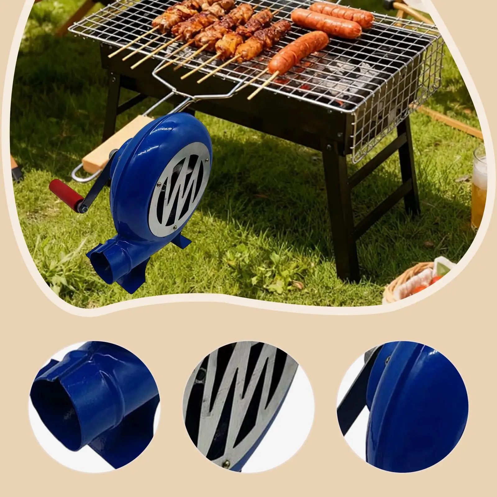 

Hand Crank Blower Versatile Stability Ergonomic BBQ Fan High Performance Wear Resistant Fire Blower Manual Fan Mini Air Blower