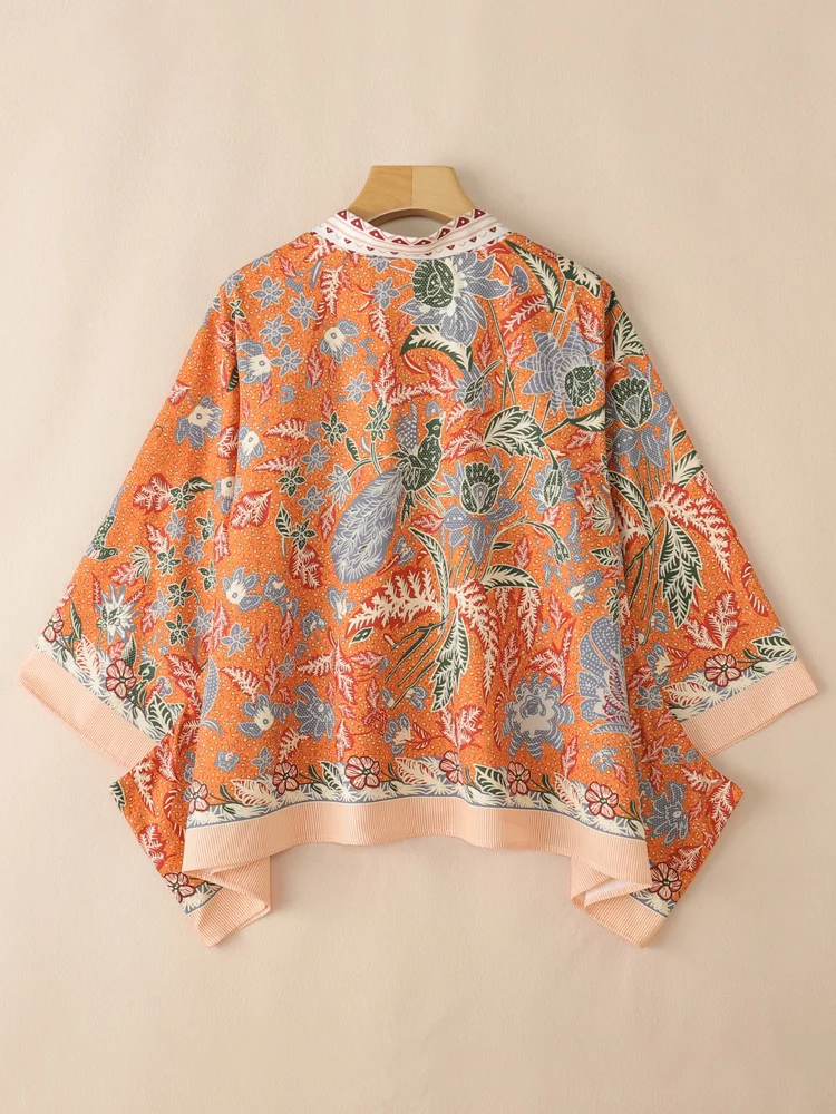 ZANZEA-Blusas bohemias con estampado Floral para mujer, Tops holgados de talla grande con manga tres cuartos y cuello en V para vacaciones y playa, 3XL