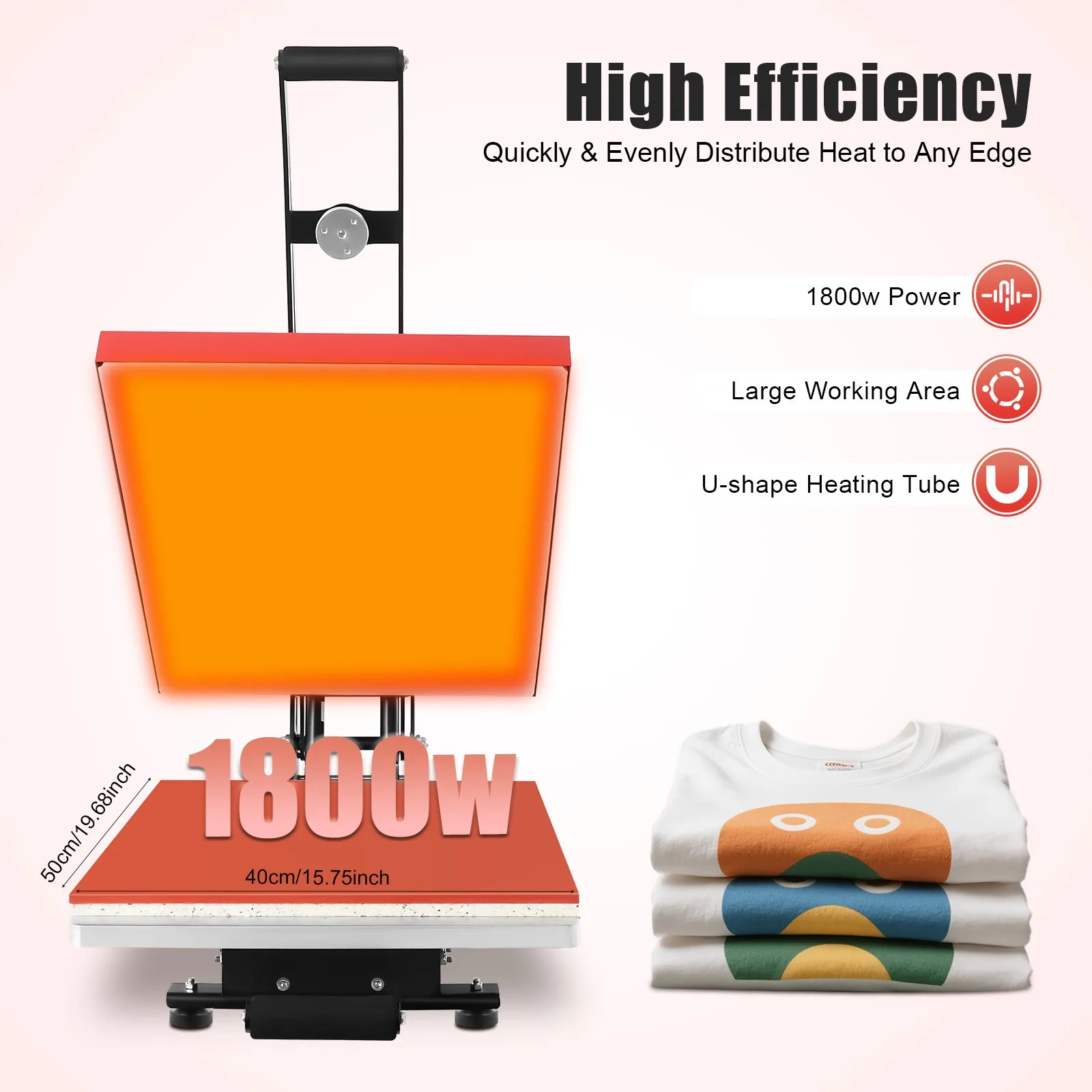 

T-Shirt Press Heavy Duty Transfer Machine, 1800WElectromagnetic Semi-Automatic Heat Press Machine-Clamshell Slide Out Base