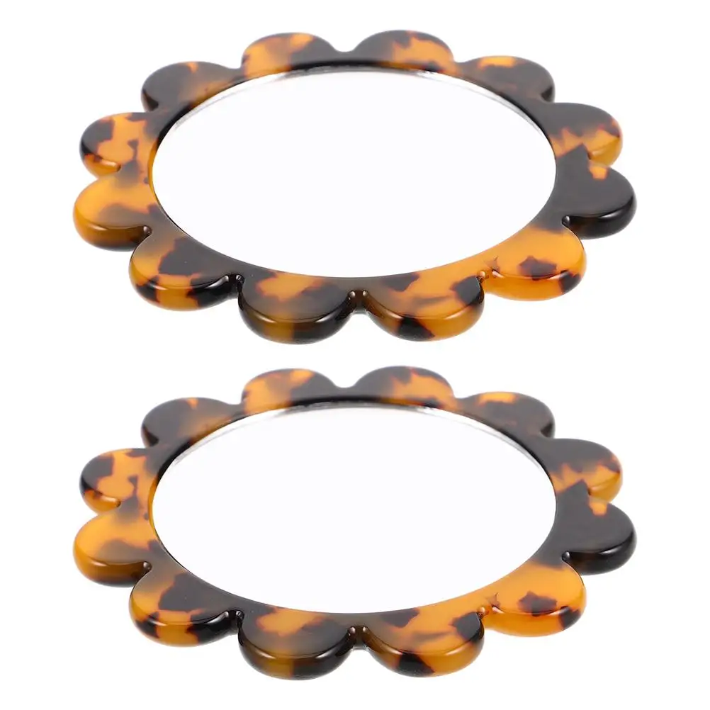 

Mirror Vanity 2 Pcs Mini Pocket Hand for Girls Acetic Acid Plate Kids Travel Makeup Compact Handheld Mirrors