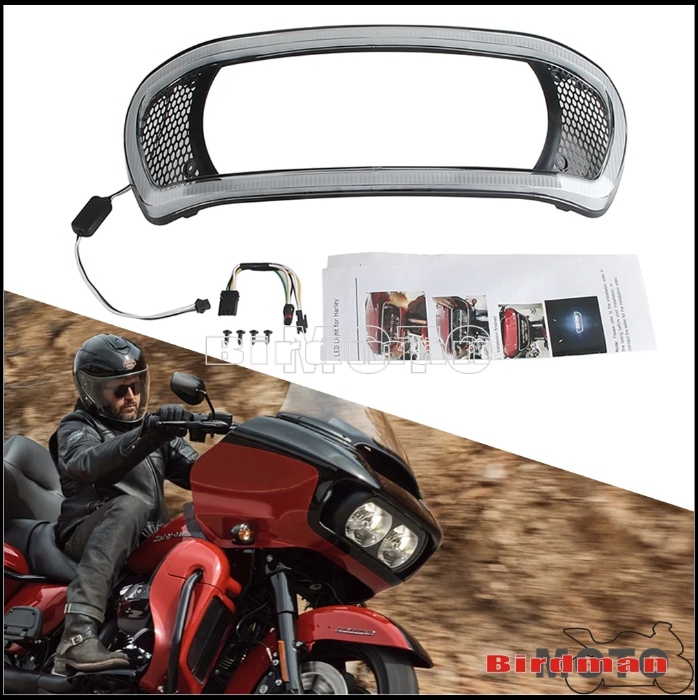 Motorcycle Trim Bezel Scowl Headlamp Cover For Harley Road Glide Models 2014-Later Fairing Trim Cover Bezel With DRL LED Light