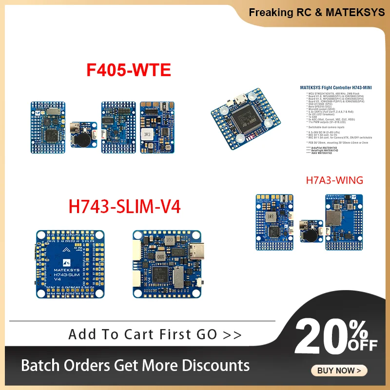 

MATEK H743-SLIM V4 Flight Controller F405-WTE H743-MINI V3 H7A3-WING for RC Multirotor Airplane Fixed-Wing Drones