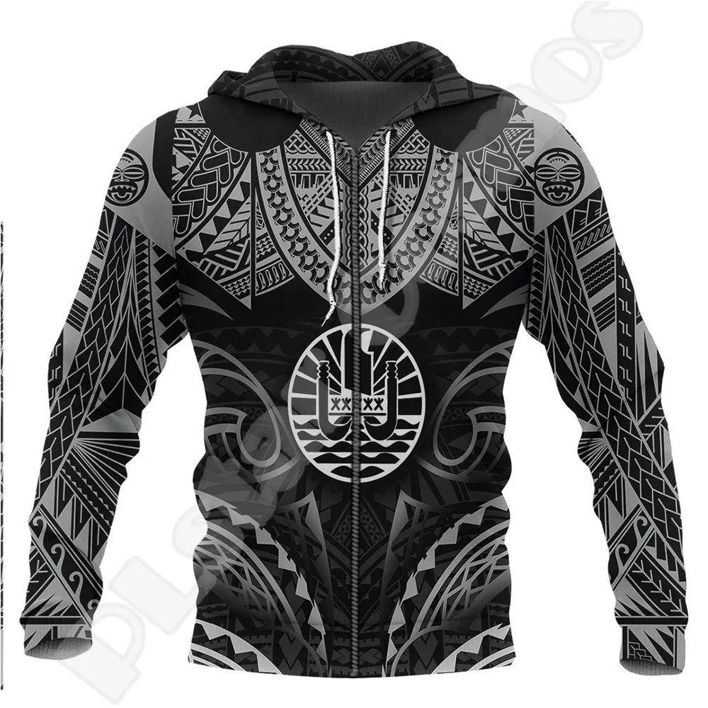 French Polynesia Tahiti Island Tattoo Country Flag Tribal Tracksuit Harajuku Pullover 3DPrint Streetwear Casual Jacket Hoodies U