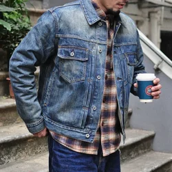 SAUCE ZHAN Distressed Denim Jacket Jean Jacket Men Jeans Men Selvedge Denim Motorcycle Jacket American Casual Wear