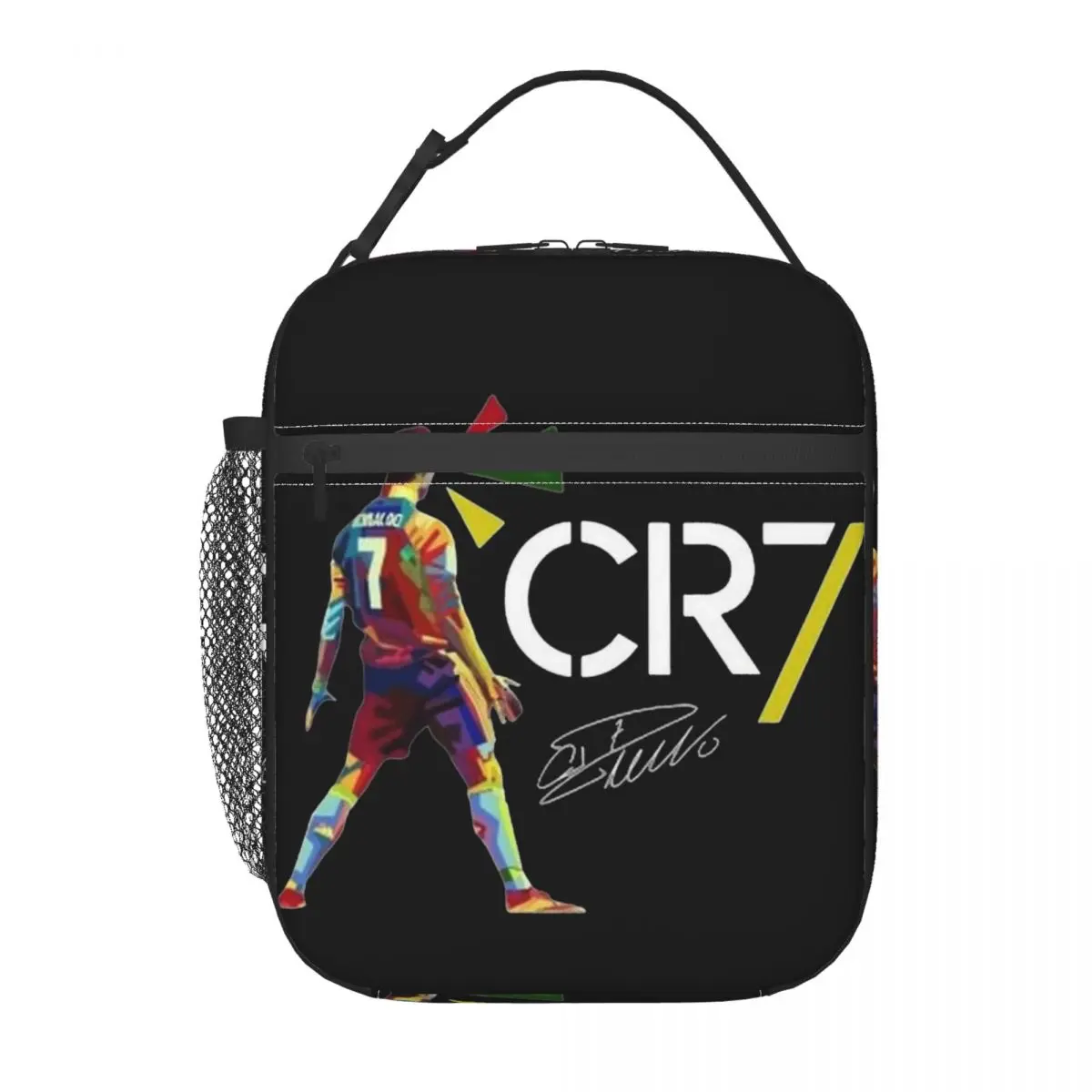 Tas makan siang terisolasi Cr7 Ronaldos Signature Merch kotak makanan sepak bola multifungsi kotak makan siang pendingin termal untuk sekolah