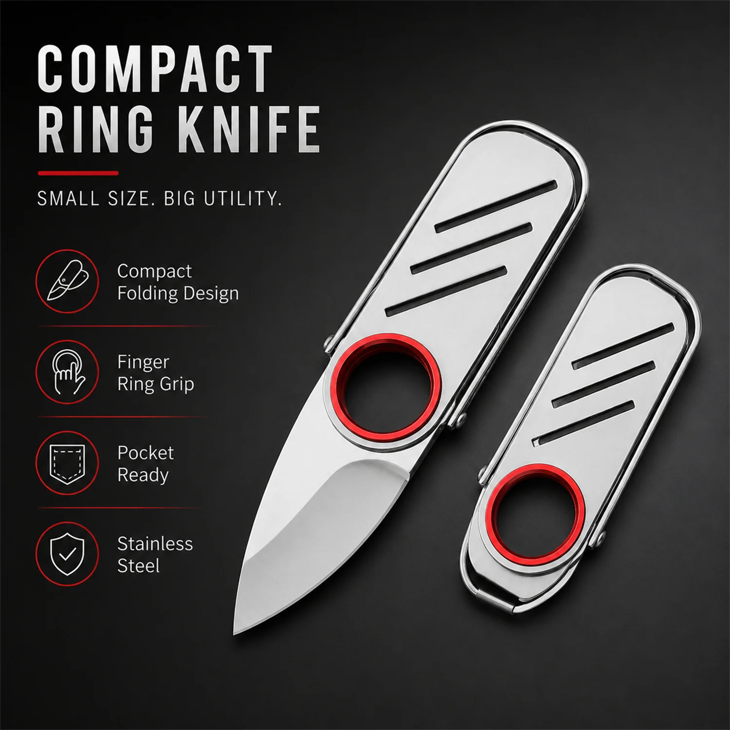 NEW Mini Folding Knife Stainless Steel EDC Keychain Tool, Portable Multi-purpose Box Cutter for Package Opening, Home Use Tool