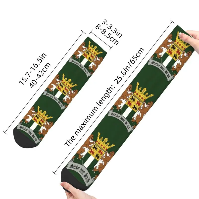 Custom Cute Wapen Van Rotterdam Socks Men Warm 3D Printed Rotterdam Coat Of Arms Holland Flag basket Sports Crew Socks