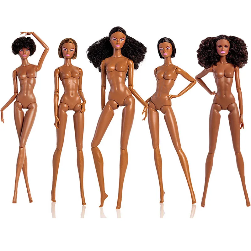 32cm Supermodelka Naga Lalka Moda Krótkie Włosy Afrykańska Lalka 1/6 Zabawny Makijaż Czarna Temperamentna Lalka Dziewczyna Przebieranka Prezent Oryginalna