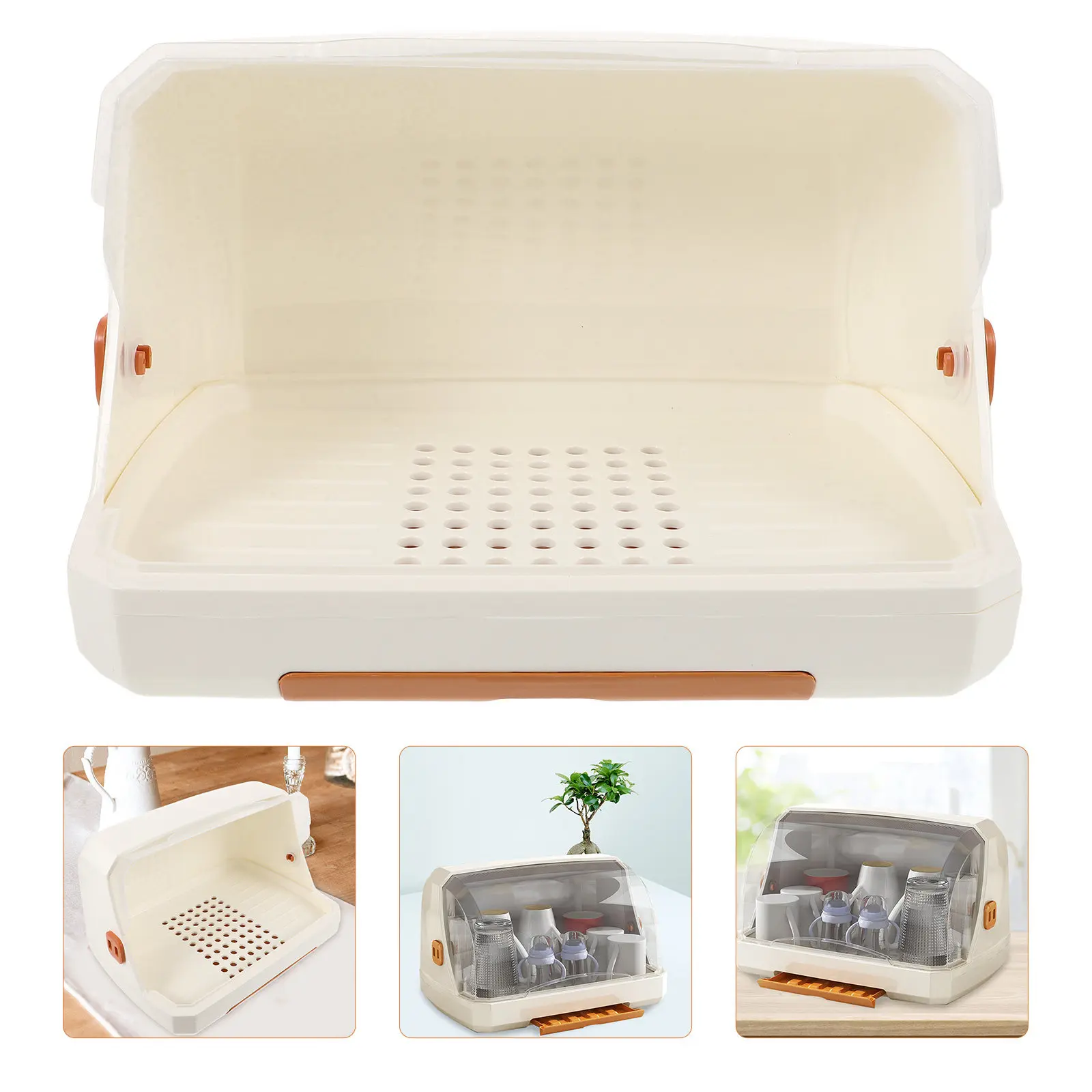 

Органайзер для стаканов и бутылочек с крышкой, сушилка для детских бутылочек, поддон для слива воды, подставка для хранения детской посуды и пустышек, для детской комнаты и кухни