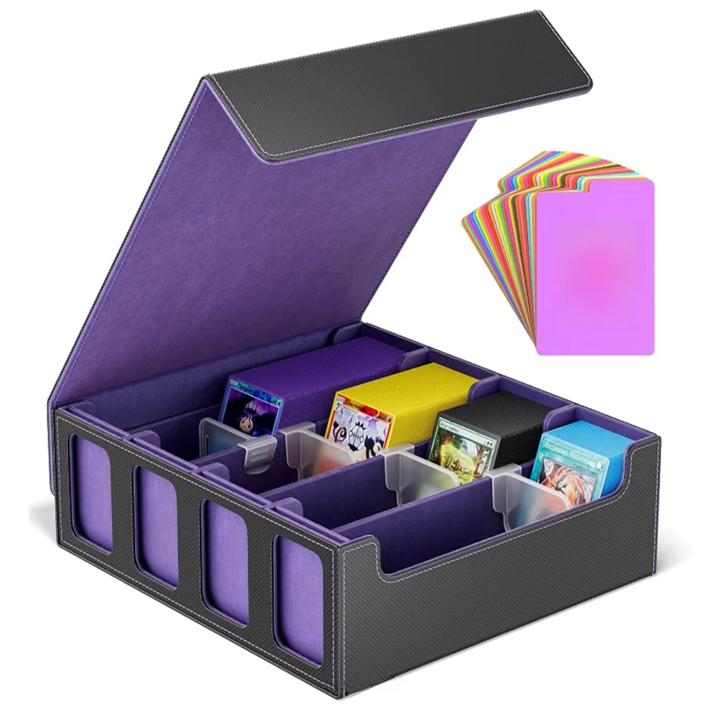 

Four Row Large Capacity Pattern Pu Leather Set Card Game Double Window Board Game Card Arrangement Storage Box Free 50 Card Film