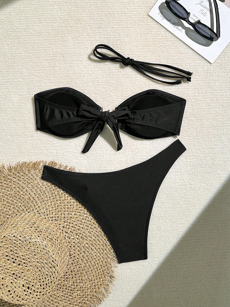 Maillot de bain sexy à paillettes pour femmes, soutien-gorge rembourré push-up, ensemble de bikini bandage, document doré, maillots de bain trempés, nouveau, 2025, 2570