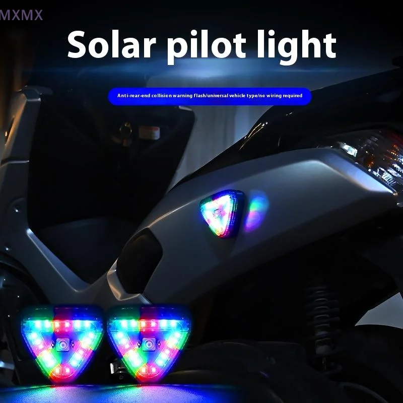 

Solar Power Strobe Warning Light Motorcycle Car Motorbike Colorful Waterproof LED Night Rear Collision Flashing Siganl Lamp For