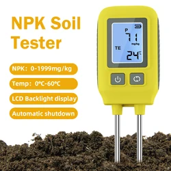 Soil NPK Analyser Meter 0-1999mg/kg Dual Needle Nitrogen Phosphorus Potassium Detector Soli Temp Fertility Tester Garden Farm