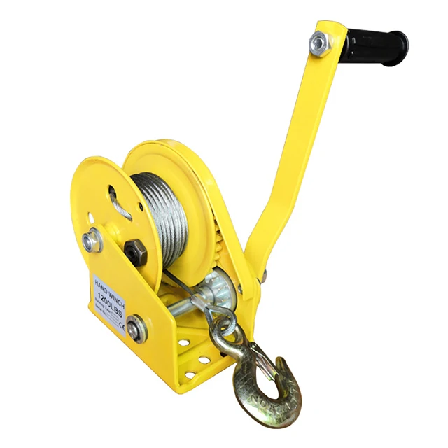 CE Certified Heavy Duty Steel 2 Ton Manual Winch With Automatic Brake For Cranes 10m Lifting Height Stainless Steel Rope