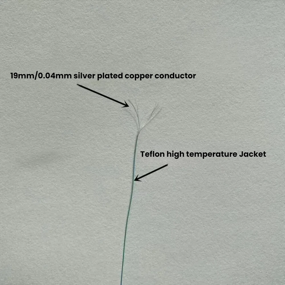 50m 1core Micro PTFE Teflo High-Temperature Silver-Plated Signal Wire OD 0.3mm 0.4mm 0.5mm Flying Leads Jumper Wire