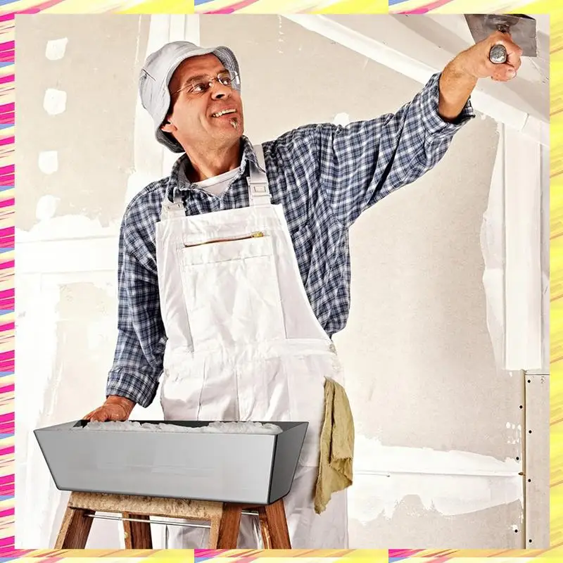 

ABJJ 12Inch Stainless Steel Mud Pan Anti Slip Sturdy Accessories Drywall Sheared Edges With Reinforced Band Scraping Bar