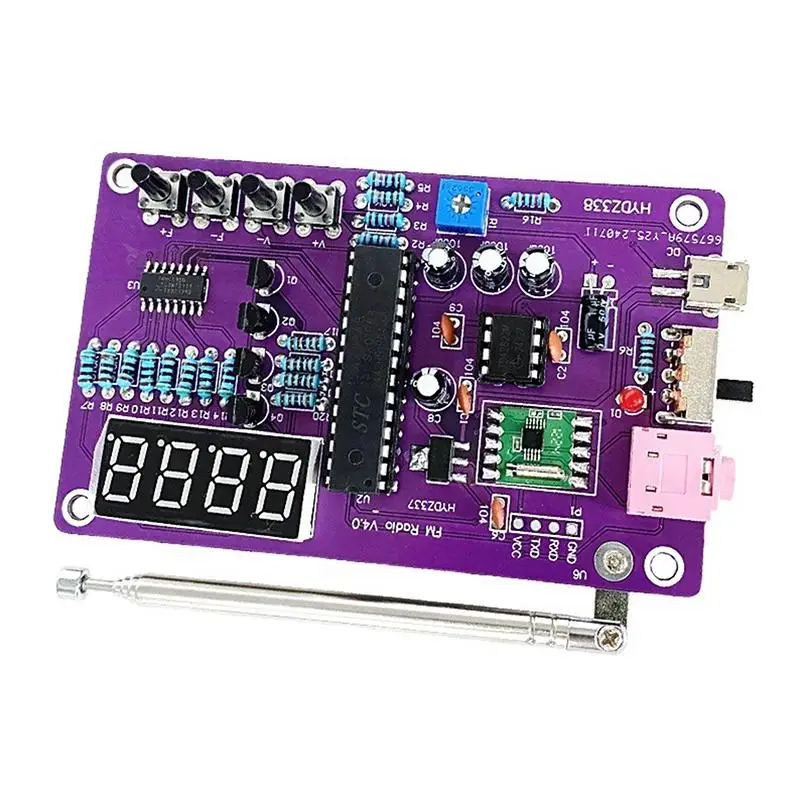 87MHz–108MHz Dual-Channel FM Radio With Digital Display – DIY Electronics Kit With Type-C Port Suitable For Audio Learning Etc