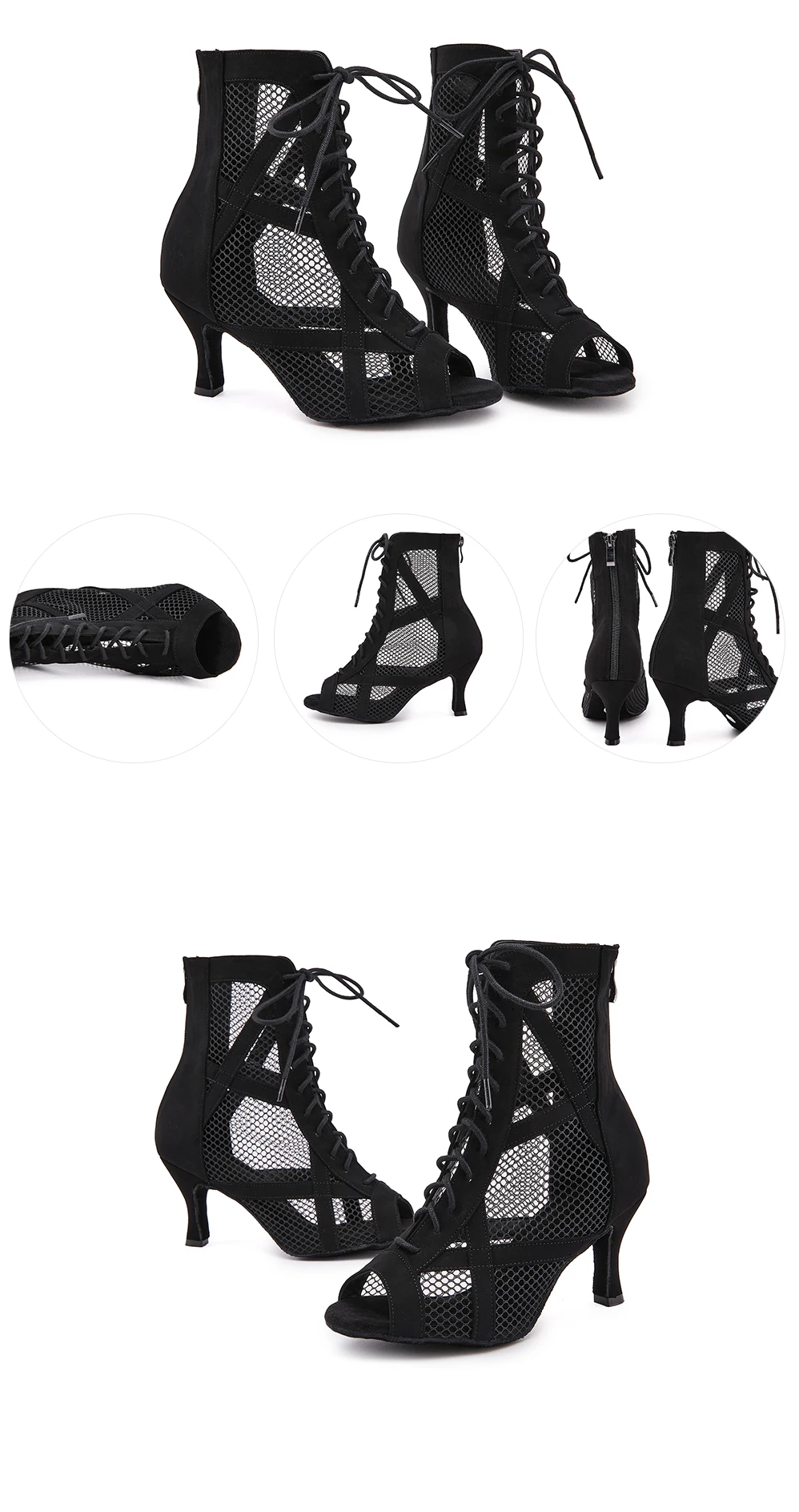 CINMIDY Leopardenmuster Tanzstiefel für Damen, verschleißfeste Tango-Latin-Tanzschuhe, modische sexy hochhackige Wildlederstiefel für Damen – Detail 11