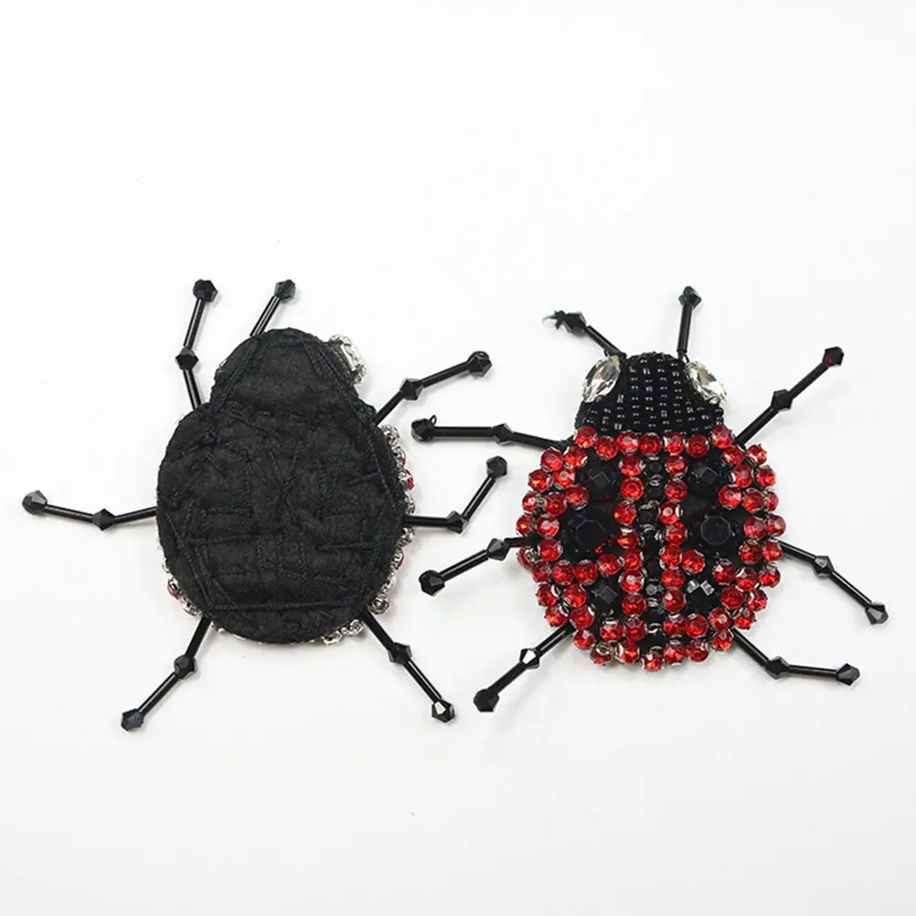 Ladybird Patch Rhinestones Beads Decoration Handmade Fabric Applique DIY Clothes Backpack Hats Repair Fashion Statement
