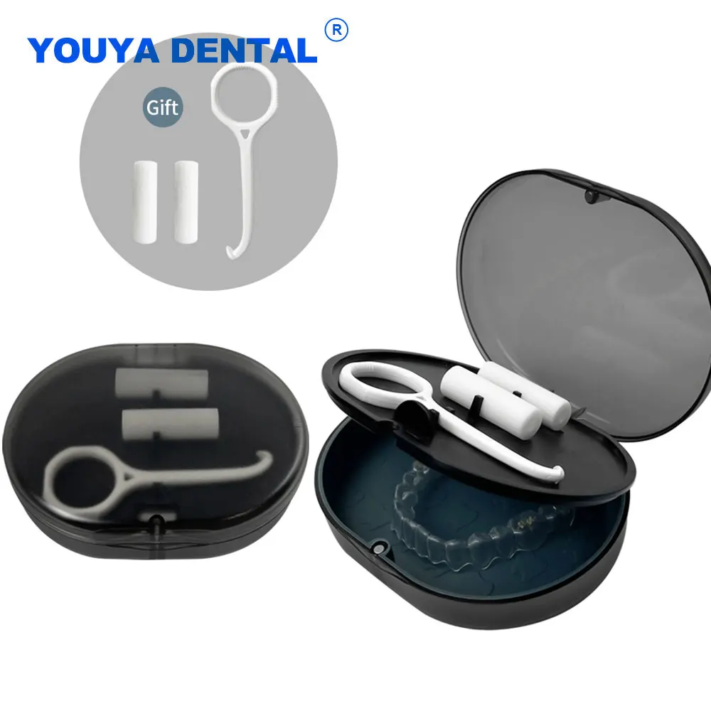 

2 Layers Retainer Case Orthodontic Organizer Invisible Braces Remover Aligner Chewies Oral Hygiene Supplies False Denture Clean