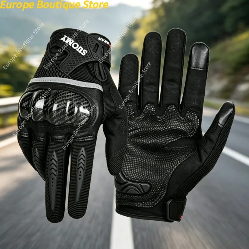 

Anti Fall Carbon Fiber Spring Summer Motorcycle Gloves Lightweight Breathable Touch Screen For Men Women