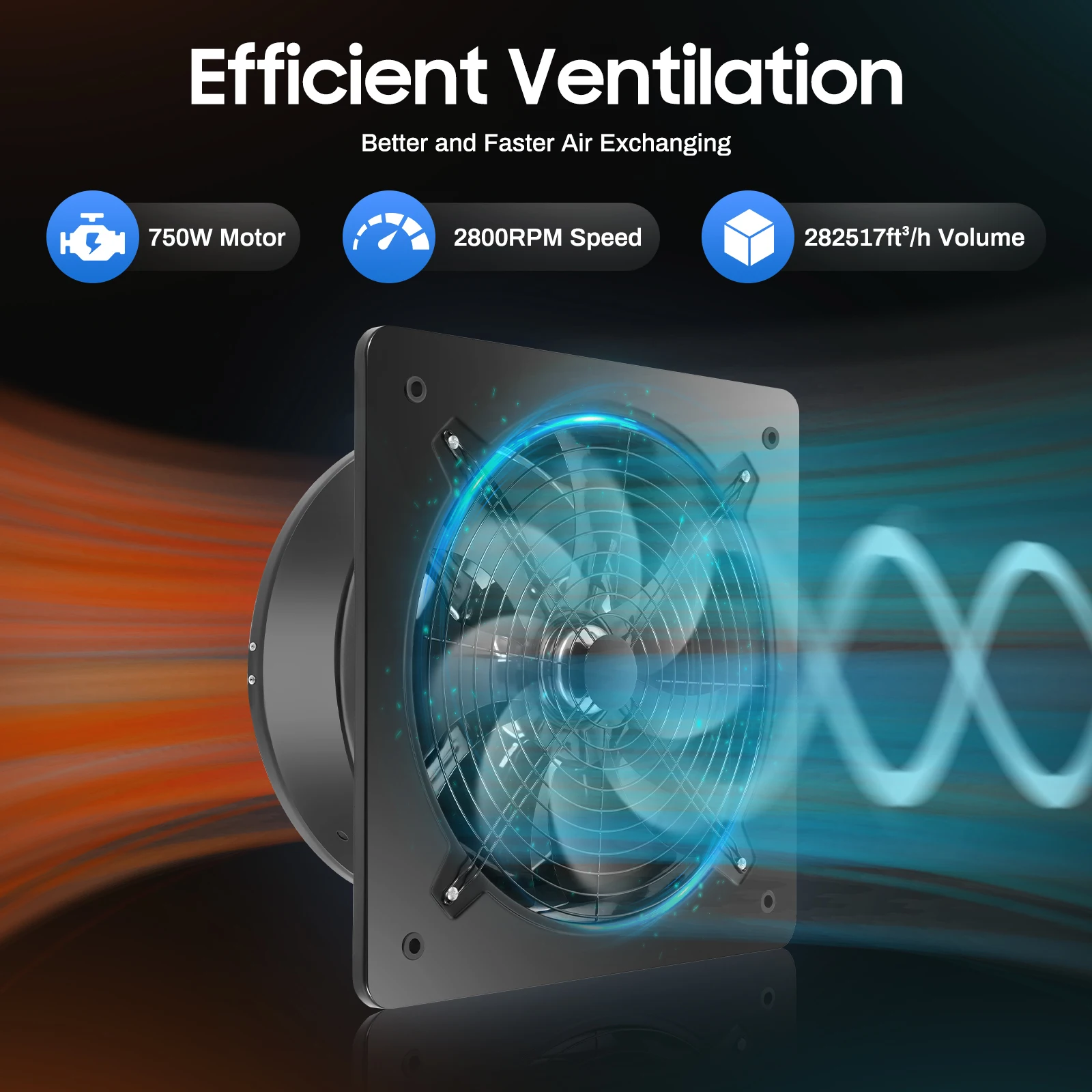 

16" Industrial Fan Ventilation Extractor Axial Air Blower Fan 16inch,750W,110V For Exhausting, Ventilating