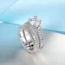 Wedding Rings for Women 925 Sterling Silver CZ Couple Set - White