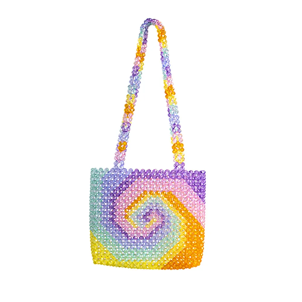 Candy Paisley Ins Whirlwind Handmade Beaded DIY Colorful Lollipop Bag Weaving Rainbow Female Cute Girl Underarm Bead Tote