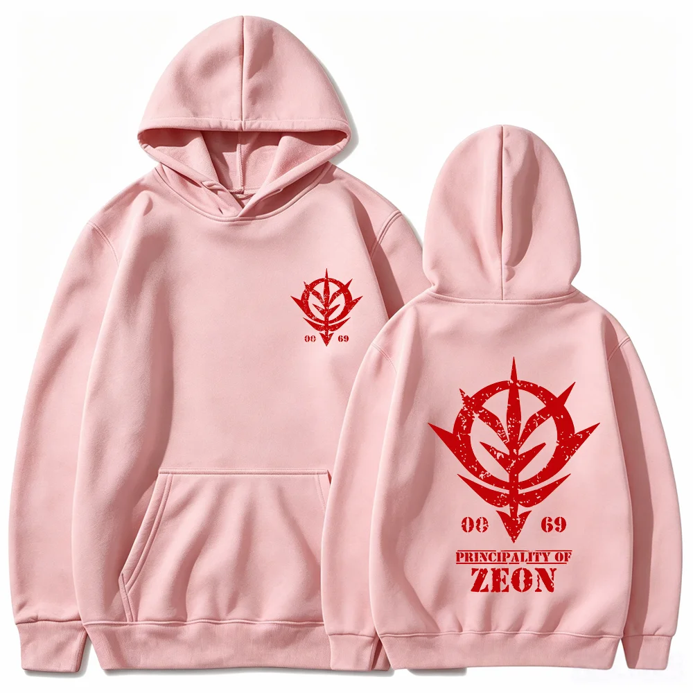Gundam Zeon Hoodie Anime Principality of Zeon Print Weiß Unisex Herren Damen Oversized Casual Sweatshirts Langarm – Detail 10