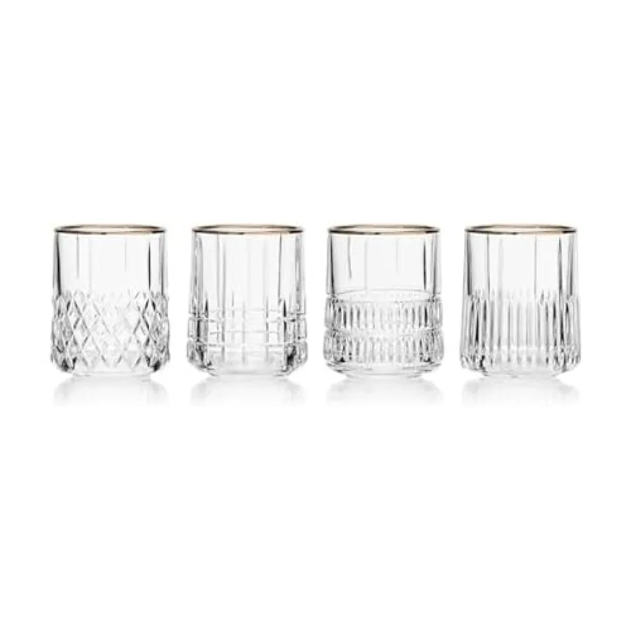 

Carrick Gold Set of 4 Double Old Fashioned Whiskey Rocks Glasses 12 Ounce