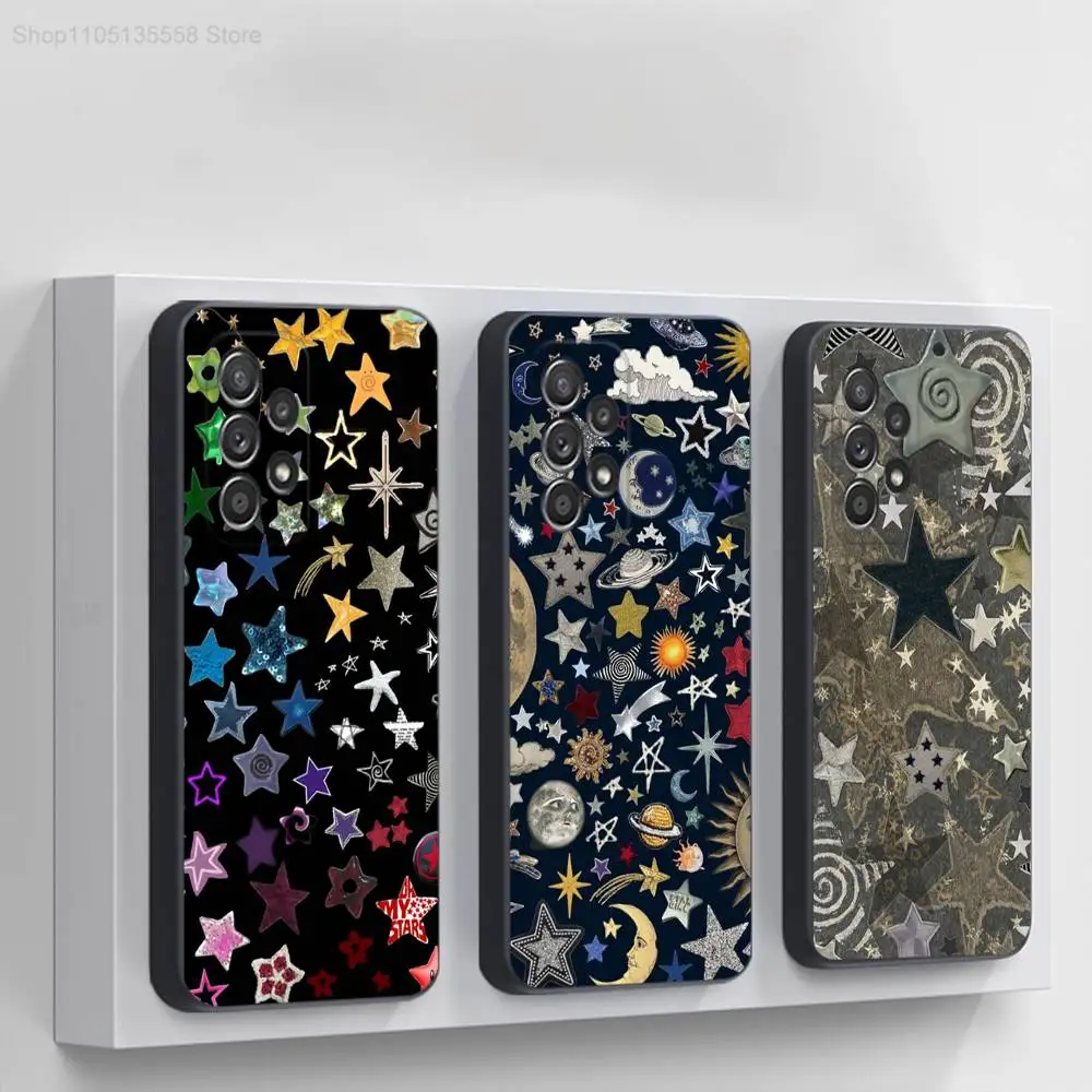 

Colorful Star Phone Case For Samsung S 25,24,23,22,30,21,10,9,Ultra,Plus,Lite,FE,4,5G Black Soft Case