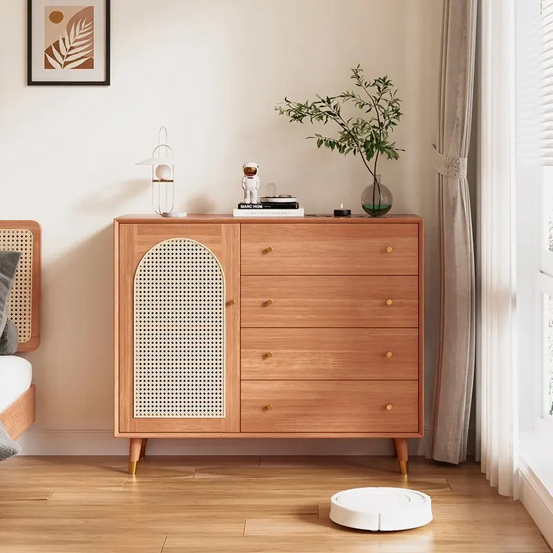 

Nordic Brown Kitchen Storage Cabinet Simple Solid Wood Kitchen Storage Cabinet Space Saving Armoire De Rangement Furniture Home