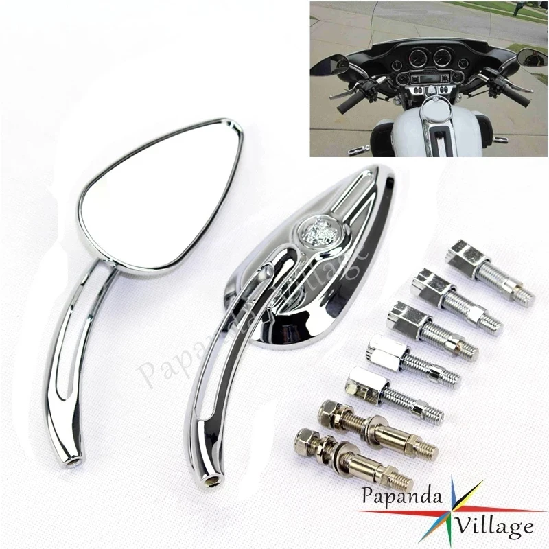 Custom Touring Motorcycle Chrome Skull Rear View Mirror Side Mirrors for Harley Heritage Softail Cruiser Scooters 8mm 10mm Bolt