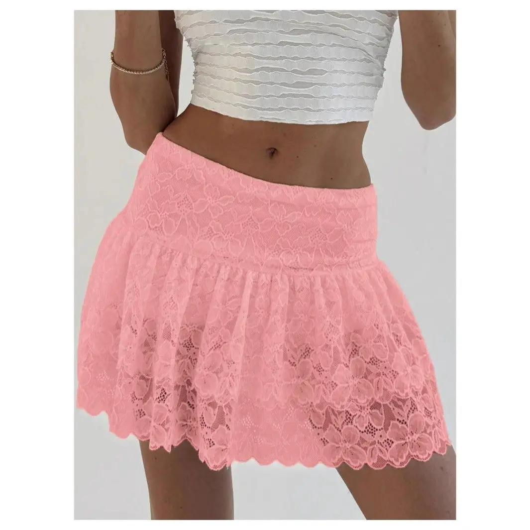 

2024 Sexy Lace Splice High Waist Elastic Pure Color ort Skirt Ballet Sle Cake Skirt Polyester Fiber Busin Home Use