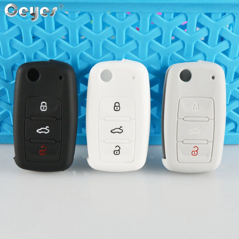 Ceyes Silicone Car Key Cover Case For Volkswagen VW Golf Bora Jetta Polo Passat Skoda Superb Octavia Fabia SEAT Ibiza Leon Shell