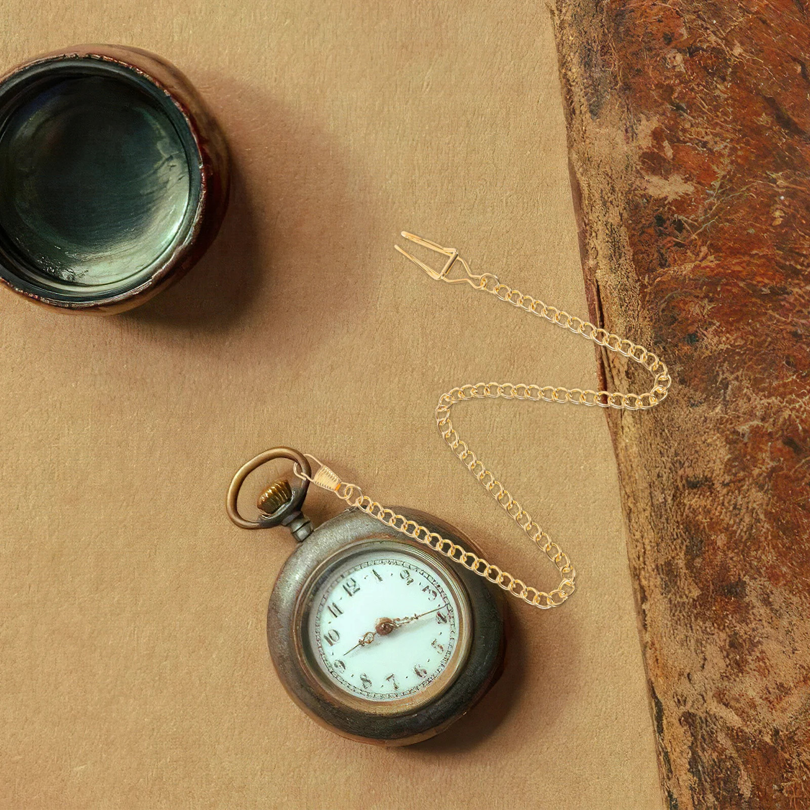 Golden Plated Pocket Watch Chain Heavy Duty Lobster Claw Sturdy Construction Silver Plated Shiny Surface Perfect for Pocket