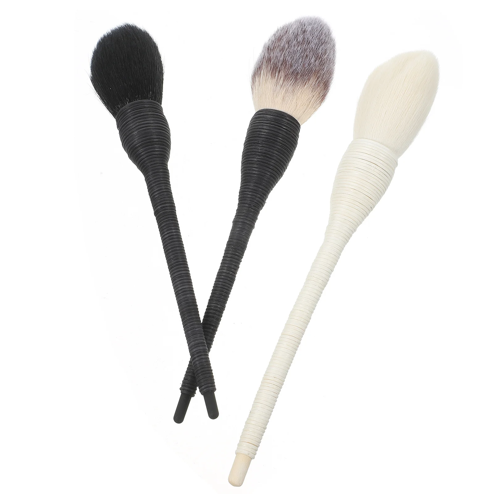 

3Pcs Wool Makeup Brushes Rattan Handle Set Soft Dense Powder Brushes Simple Creative Tools for Face Brush