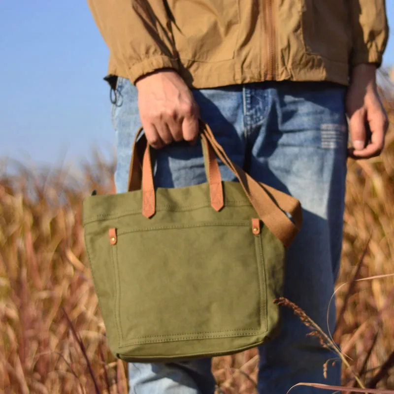 AETOO Literary Mori large bag Single shoulder Bag Crossbody bag Canvas bag with leather large capacity Tote bag Men's bag