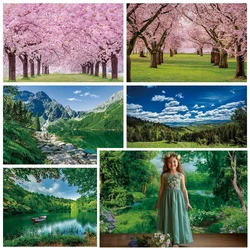 MOON.QG Spring Green Forest Tree Grass Backdrop Garden Tropical Rainforest Photography Photo Kids Birthday Background Photobooth
