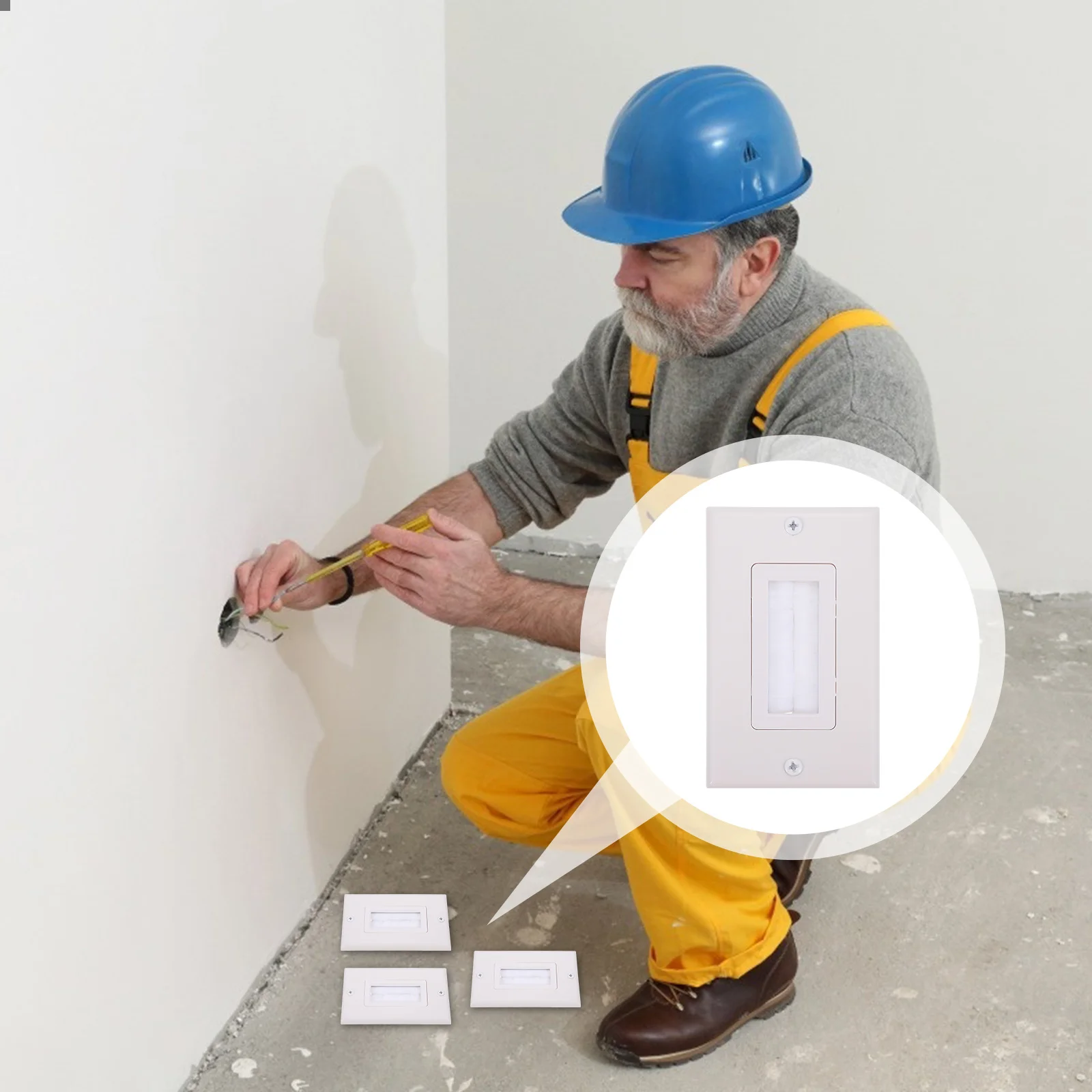 

4Pcs Plastic Brush Wall Plate Cable Through Insert Recessed Single Gang Low Voltage ABS Cable Management Us Standard