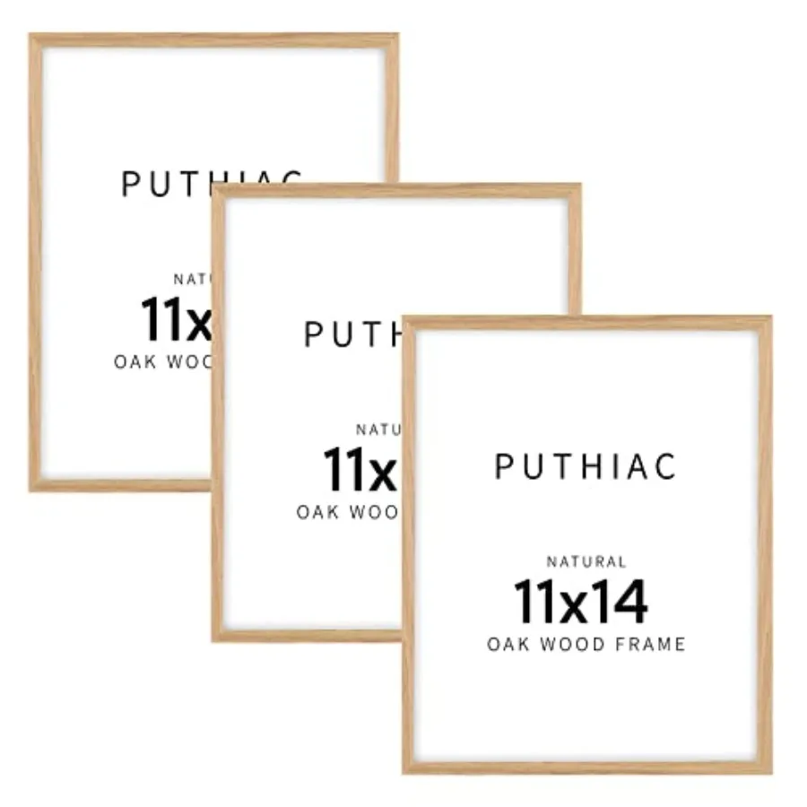 

11x14 Solid Oak Wood Picture Frame, Fits 8x10 with Mat or 11x14 Without Mat, Wall Display Only, Vertical or Horizontal, Plexi F