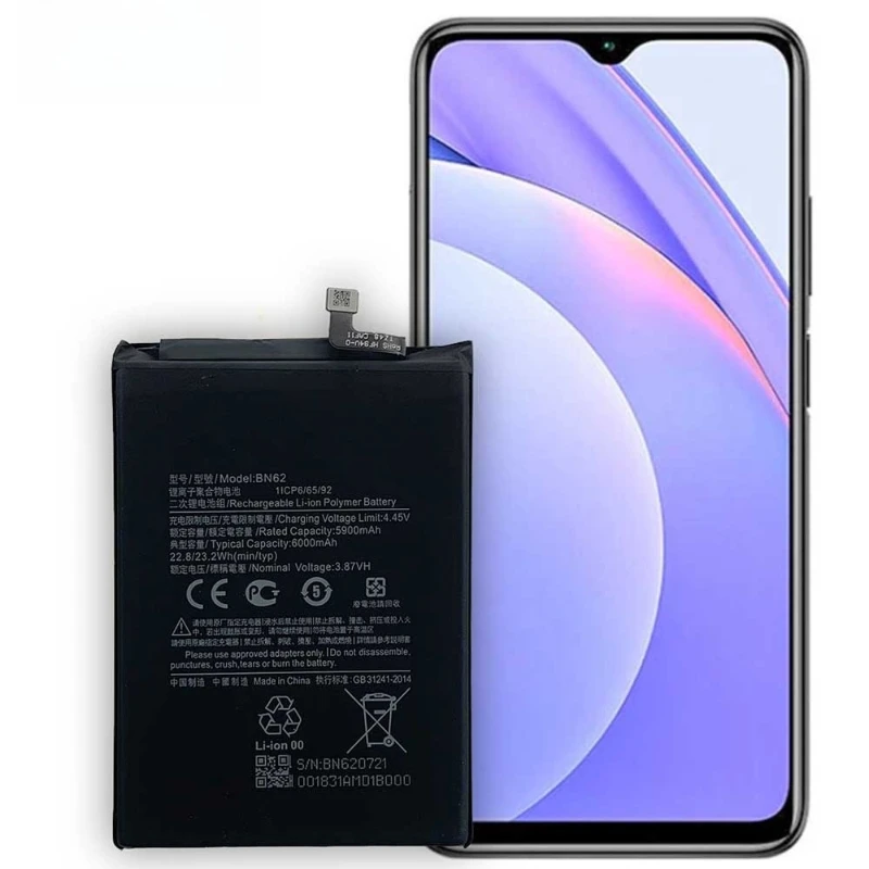 Brand New BN62 6000mAh Mobile Phone Battery For Xiaomi  POCO M3 Redmi Note 9 4G  Redmi  9T 4G  Phone Replacement Batteries+tools