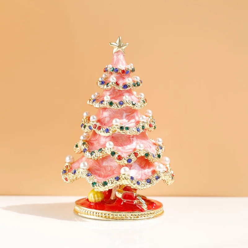 

Modern Home Decoration Box Christmas Tree Alloy Jewelry Box Metal Ornament Trinket Decoration Box