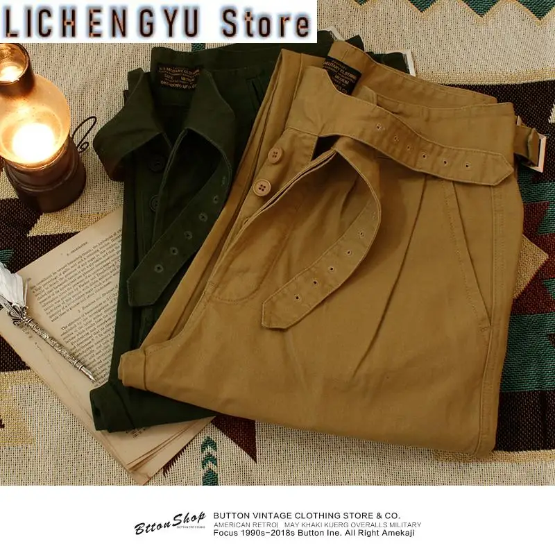 Four Seasons American Retro Military Style Gurkha Cargo Pants Men's Fashion Pure Cotton Washed Loose Straight Casual Trousers