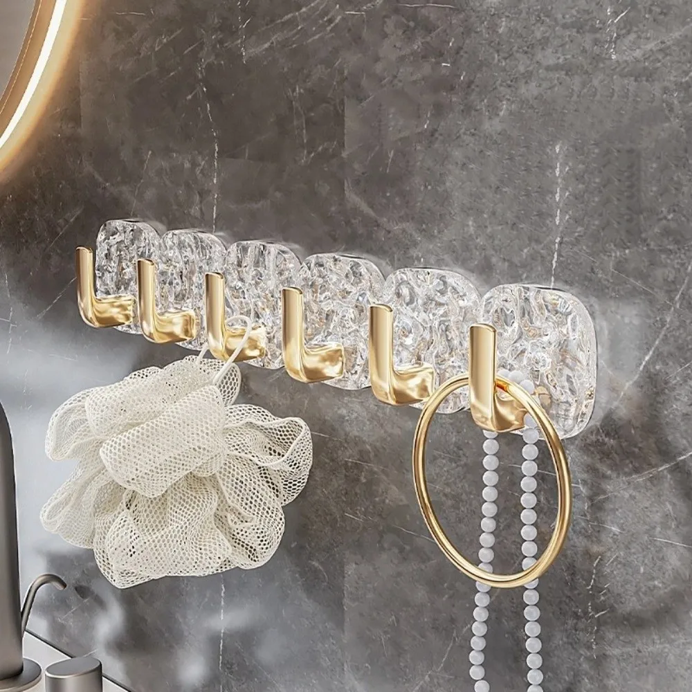 

2PCS Self Adhesive Bathroom Hooks Wall Mounted Waterproof Coat Clothes Holder Light Luxury Plastic Key Bag Hooks Living Room