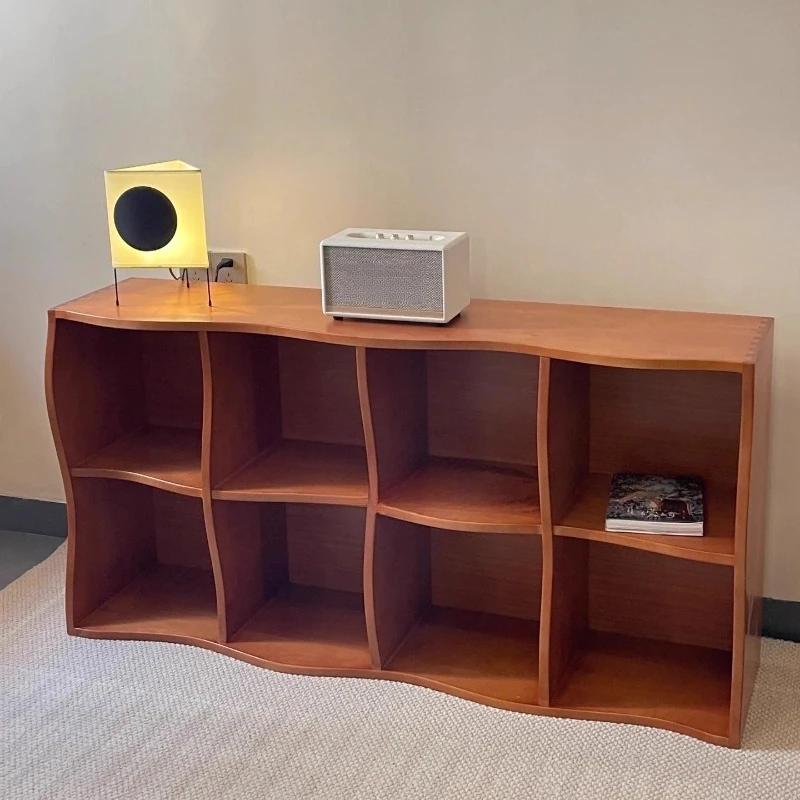 Solid wood floor-to-ceiling bookcase, small apartment, living room, TV cabinet, household second-hand display cabinet,