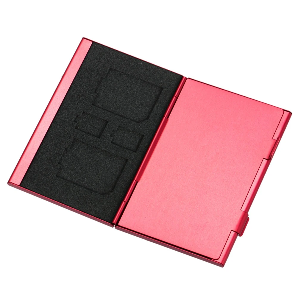 2X 12In 1 Aluminum Storage Box Bag Memory Card Case Holder Wallet For 4 X SD Micro-SD SDHC SDXC MMC 8 X TF SIM Card(Red)