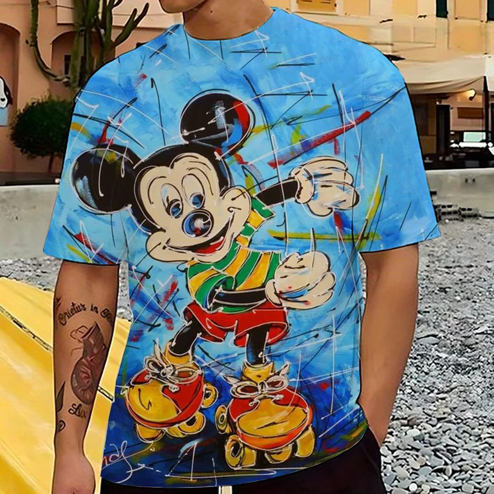 Miniso Men Disney Mickey Mouse T-Shirt Summer Boy Street Fashion Casual Sports Loose O Neck Quick Dry Short Sleeve Clothing Kid