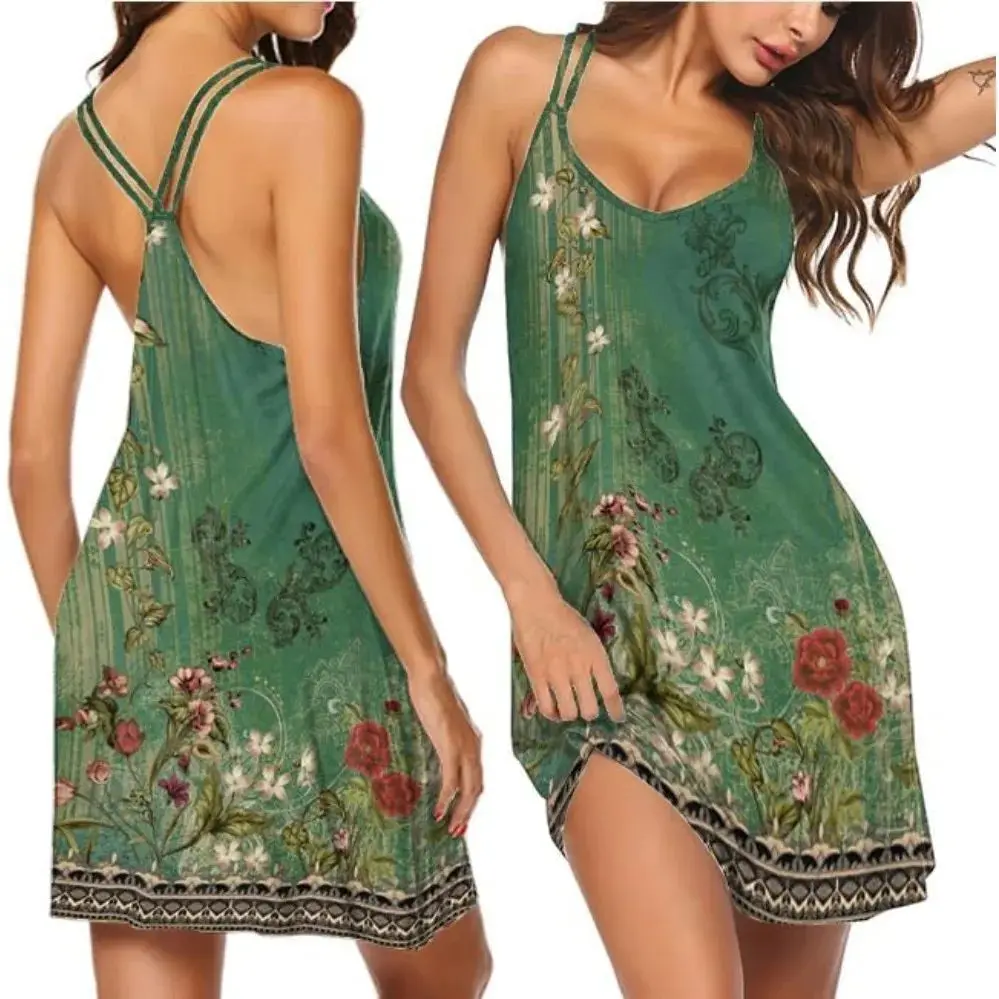 

The girl's v-neck sleeveless pajamas are light and comfortable.